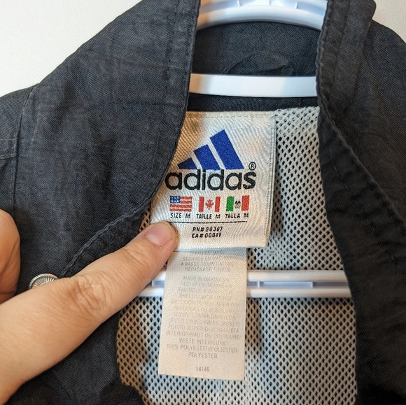 Vintage 90s 00s Embrodered Adidas Logo Zip Up Jacket Black Blue Mens M - Picture 5 of 14